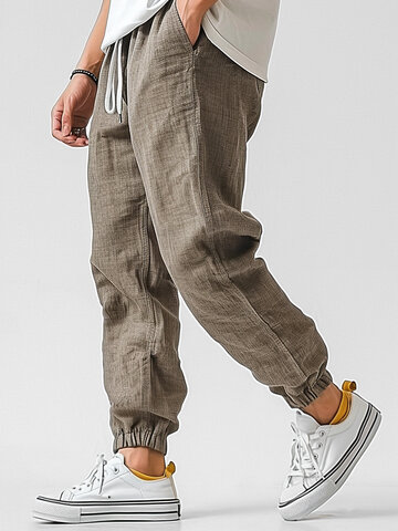 Solid Casual Drawstring Pants