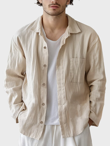 Solid Chest Pocket Shirts