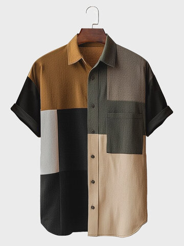 Color Block Patchwork Shirts