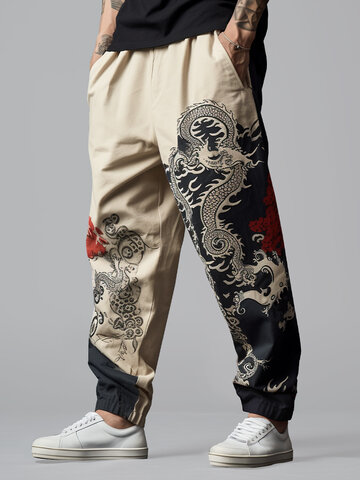 Chinese Dragon Print Pants