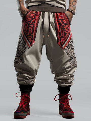 Tribal Print Patchwork Pants