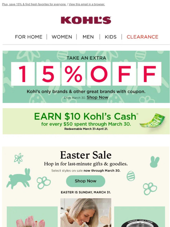 Kohl's: Shop the Easter Sale & earn Kohl's Cash ... time to celebrate ...