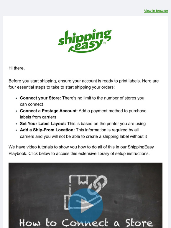 Finish setting up your ShippingEasy account today!
