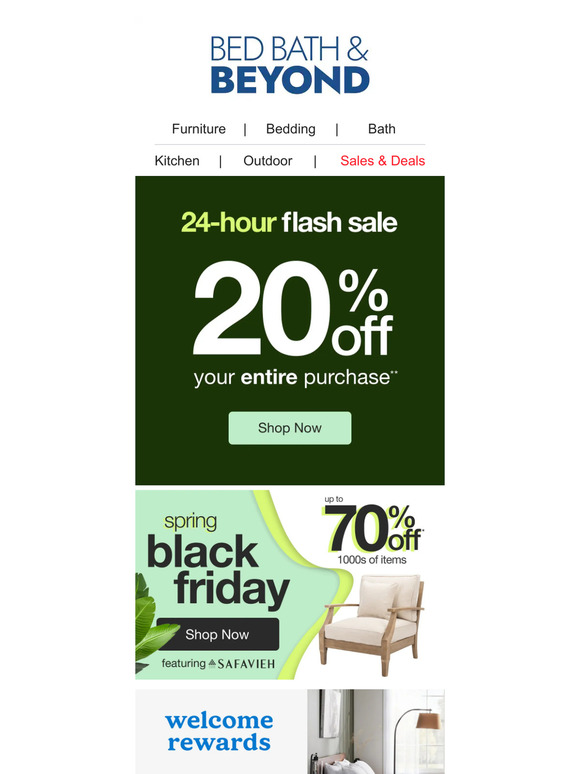 Bed Bath & Beyond Kick Off the Weekend with 20 Off Your Entire Order