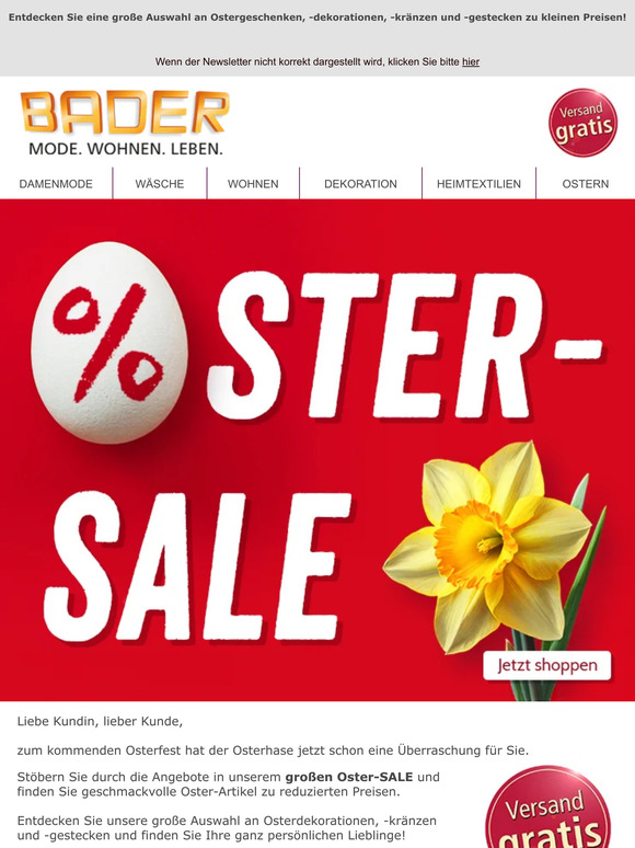 🐰🌷 Oster-SALE bei BADER 🌷🐰