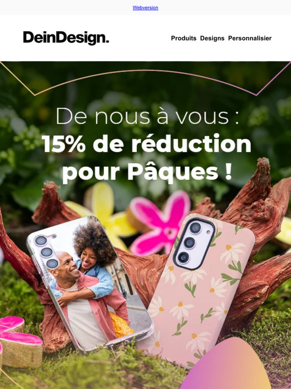 Votre cadeau pour Pâques: 15% de réduction chez DeinDesign ! 🐰🌷