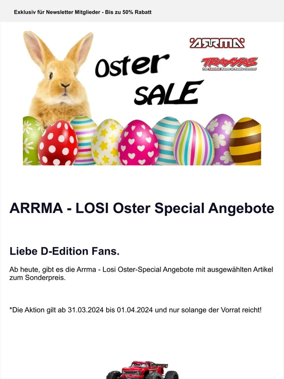 Die D-Edition 🐰 Oster Sale-Angebote HEUTE mit ARRMA & LOSI ⏰