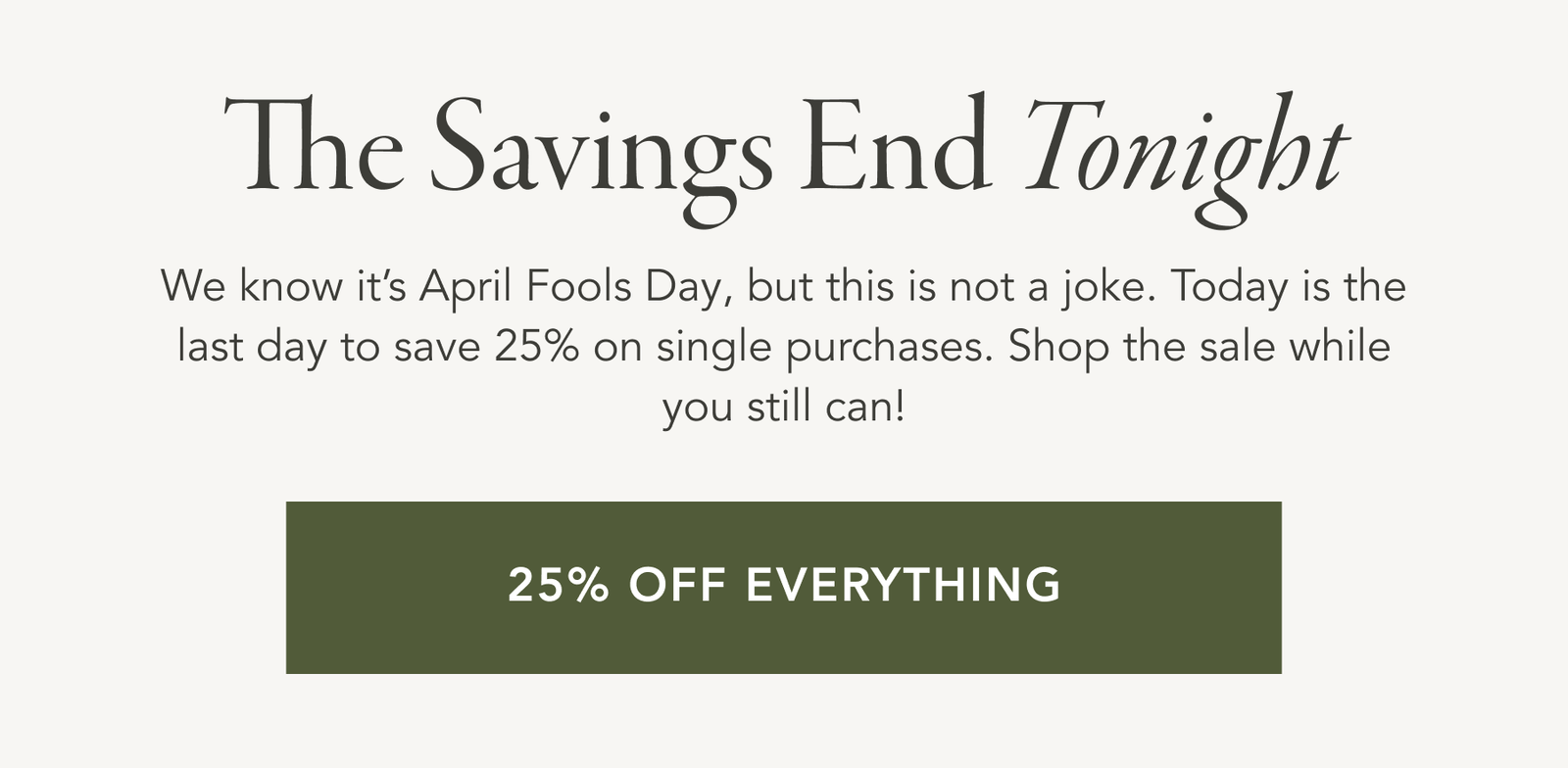 The Savings End Tonight