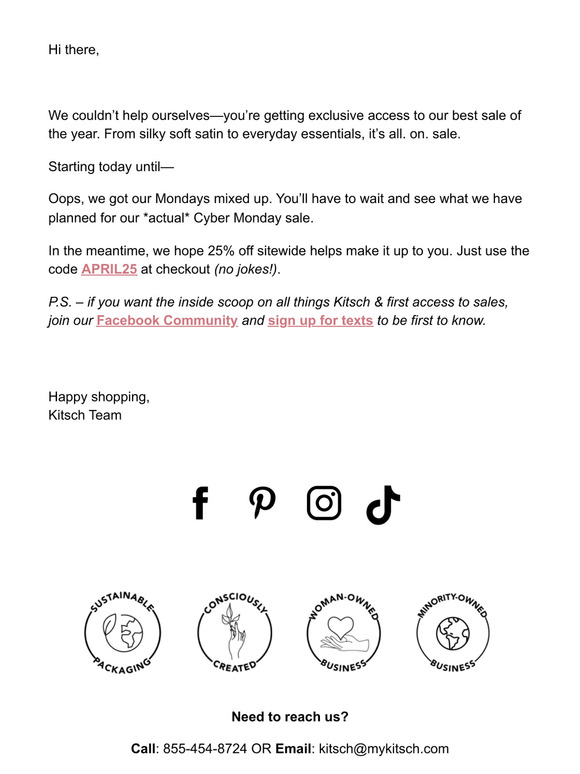 KITSCH Email Newsletters Shop Sales, Discounts, and Coupon Codes