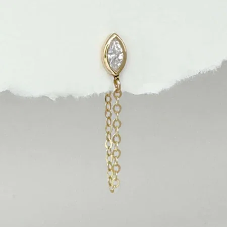 Marquise Shaped Gold Connector Earring