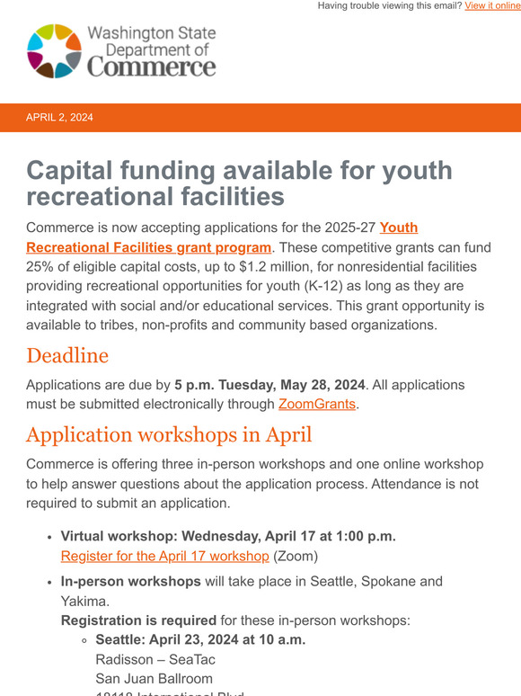 Funding available: Youth Recreational Facilities