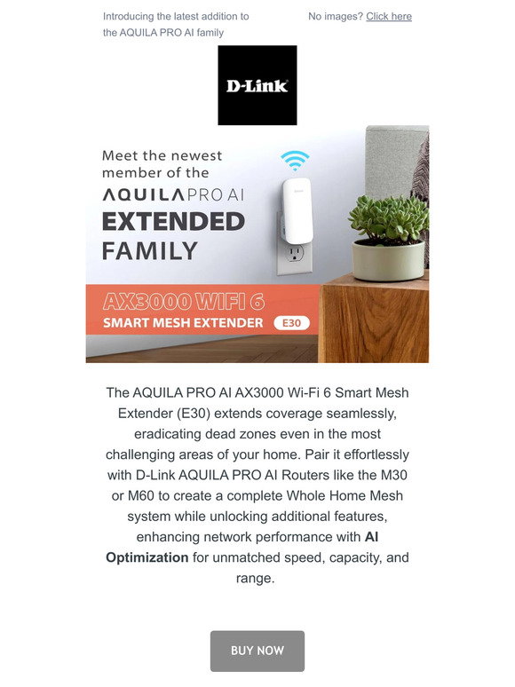 D Link Aquila Pro Ai Ax3000 Wi Fi 6 Smart Mesh Extender E30 Milled