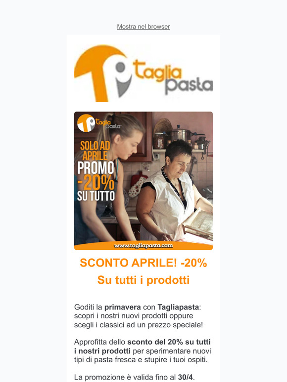 ⚡ SCONTO APRILE! - 20% Su tutti i prodotti