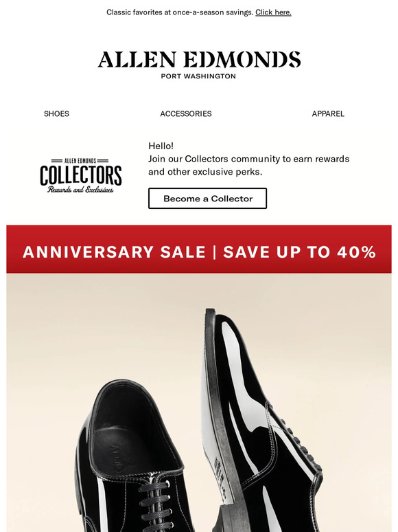 Allen Edmonds Email Newsletters Shop Sales, Discounts, and Coupon Codes