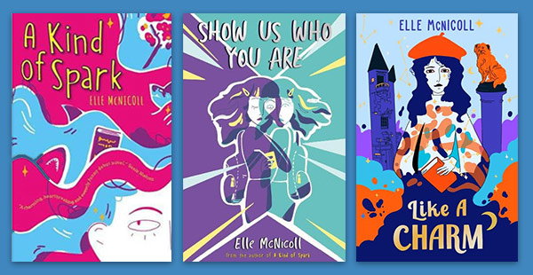 Covers of A Kind of Spark, Show Us Who You Are, and Like a Charm.