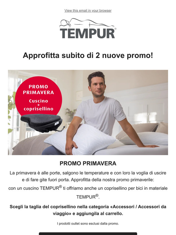 Promo primavera TEMPUR®: per ogni cuscino un coprisellino