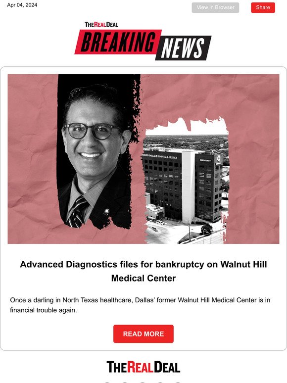 BREAKING: Advanced Diagnostics files for bankruptcy on Walnut Hill Medical Center