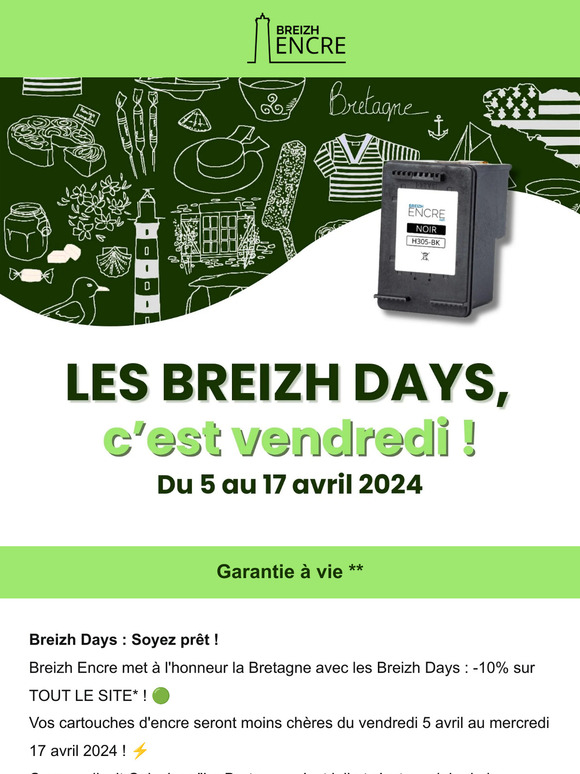 Bientôt : -10% sur toutes vos cartouches d'encre* avec les Breizh Days 🎉