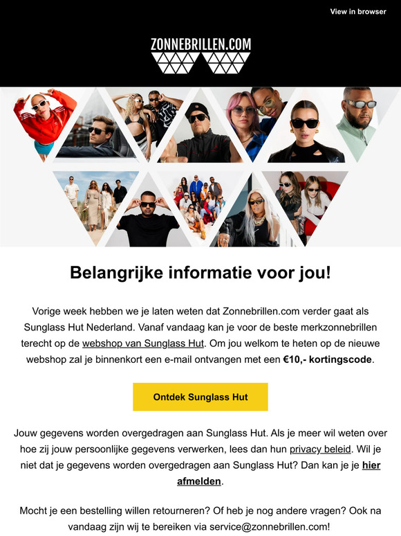 Belangrijk nieuws over Zonnebrillen.com!