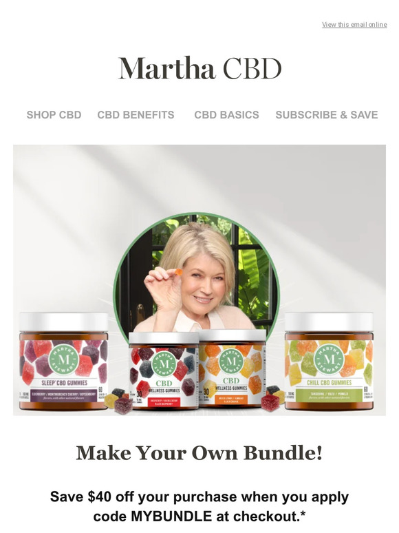 Save $40 off Martha CBD. See details inside.
