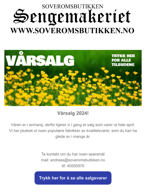 Vårsalg hos Sengemakeriet Soveromsbutikken!