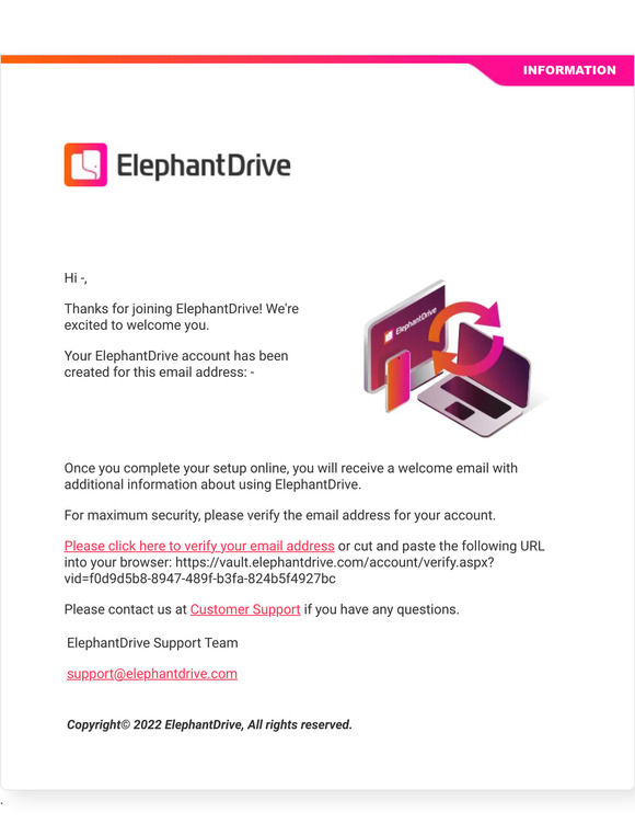 ElephantDrive Account Verification