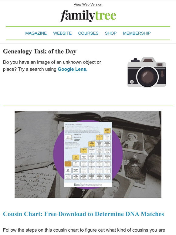 Family Tree Magazine Cousin Chart Free Download to Determine DNA
