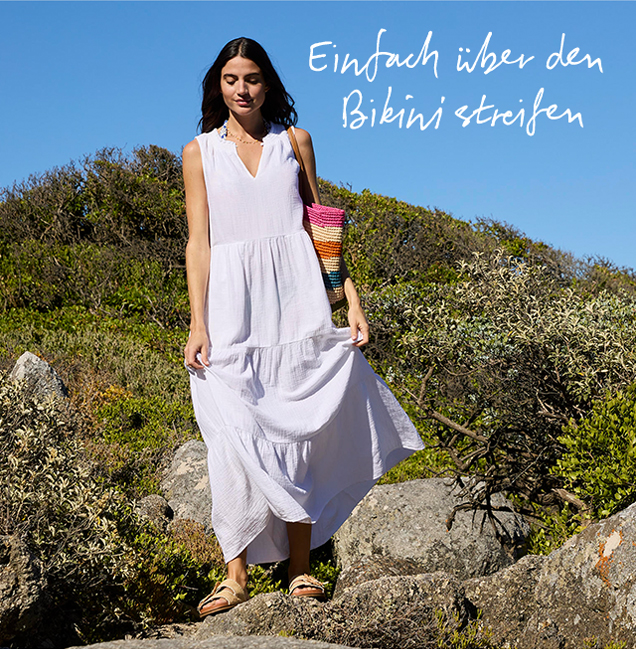 Maxi-Doppeltuch-Stufenkleid - Weiß