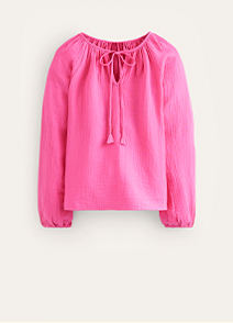 Serena Doppeltuch-Bluse - Sangria Sunset Pink