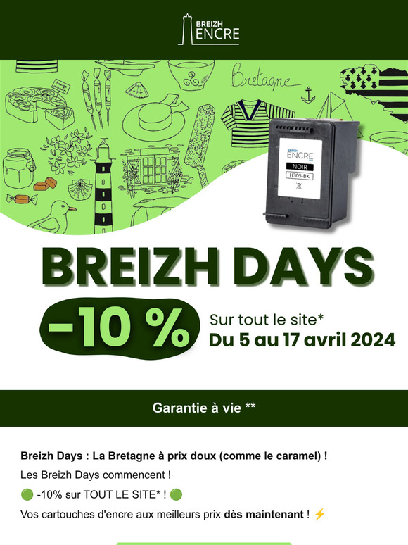 -10% : Promo sur vos cartouches d'encre* ! Les Breizh Days arrivent !🎉
