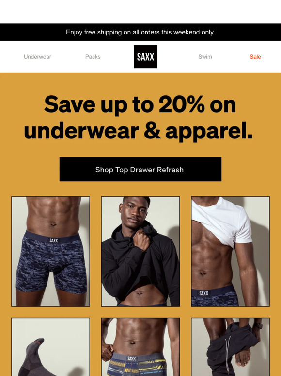 SAXX Underwear Email Newsletters Shop Sales, Discounts, and Coupon Codes