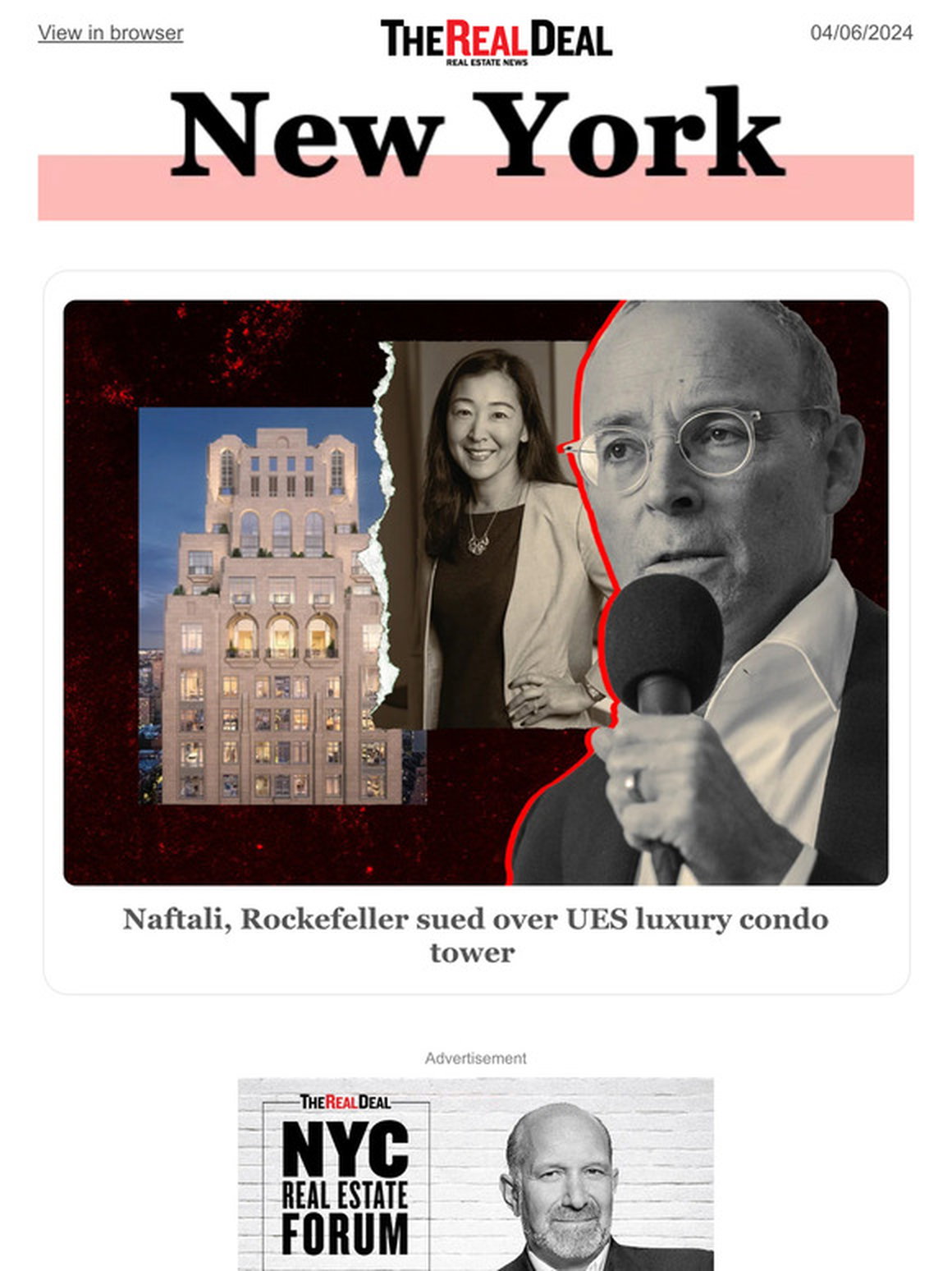 Naftali, Rockefeller sued over UES tower; Developer Bradley found guilty of mortgage fraud ... and more