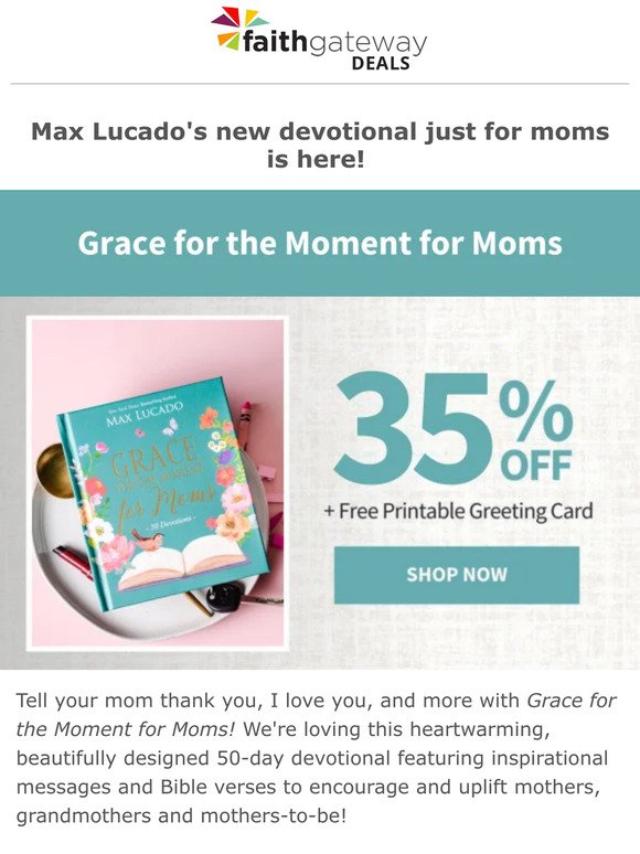 NEW from Max Lucado: Grace for the Moment for Moms