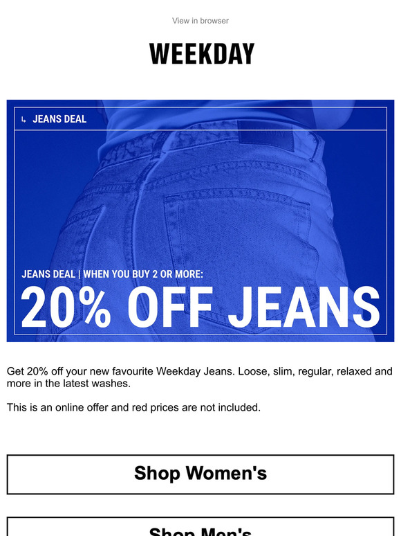 Get 20% off jeans