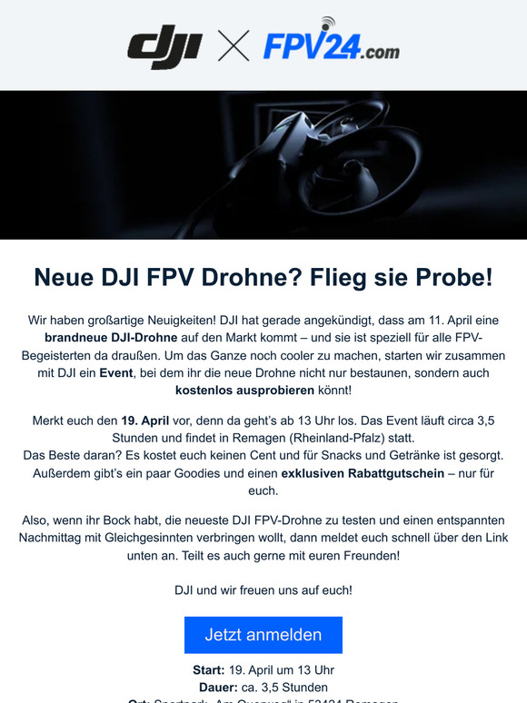 🛸 Neue DJI Drohne: Kostenlos testen auf unserem Event