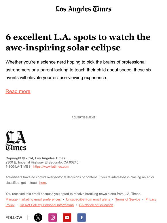6 excellent L.A. spots to watch the awe-inspiring solar eclipse