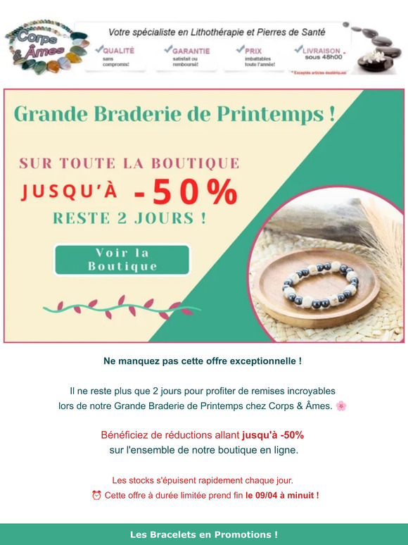 🌸 Reste 2 jours : Grande braderie de printemps : Jusqu'à -50%