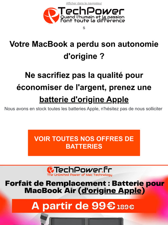 Batterie Apple authentique pour votre MacBook - profitez de notre offre spéciale!