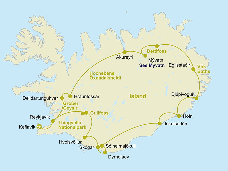 Karte der Rundreise.