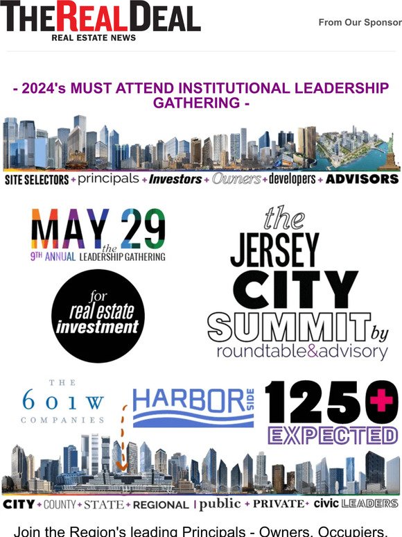 Join 1250+ Institutional Investors, Owners, Developers on May 29 @ The Jersey City Summit