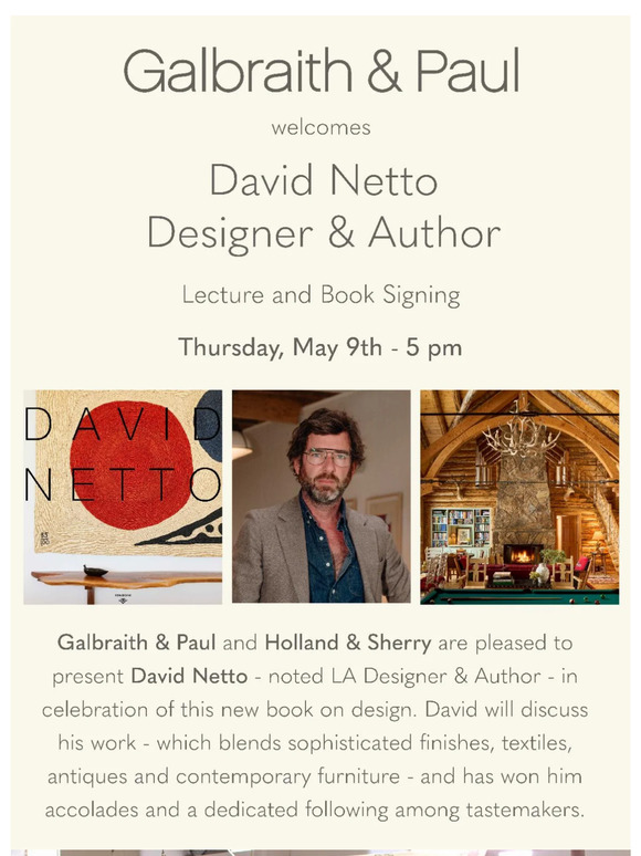 Galbraith & Paul welcomes David Netto on May 9th!