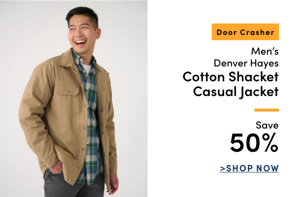 DOOR CRASHER Men's Denver Hayes Cotton Shacket Casual Jacket Save 50%