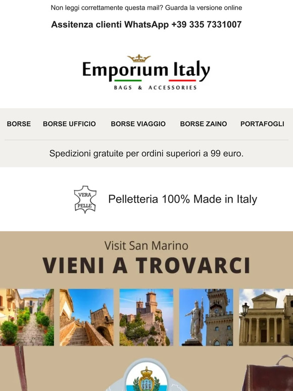 Durante le Feste di Aprile & Maggio le Borse in Pelle di Chiaroscuro 👜 vi aspettano a San Marino! Visitateci dal Vivo..!