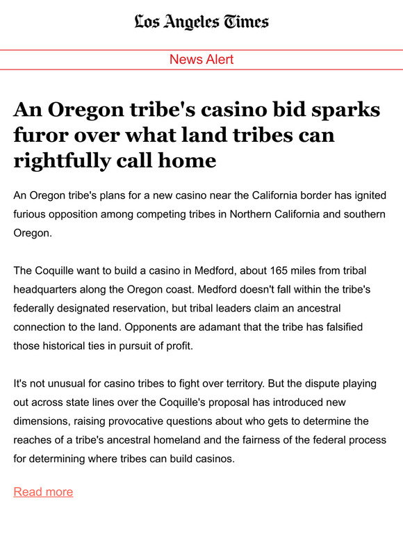 An Oregon tribe's casino bid sparks furor over what land tribes can rightfully call home