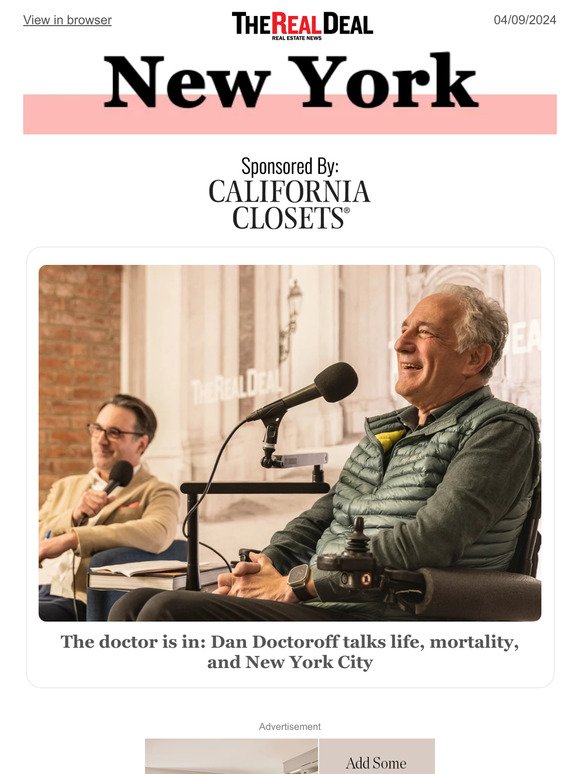 Doctoroff on life, death and New York City; lawmakers try to reel in squatters… and more