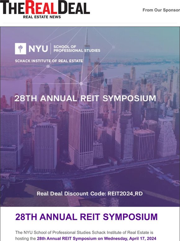 Blackstone, Empire State Realty Trust and others at the 28th Annual REIT Symposium on 4/17 - Register Now!