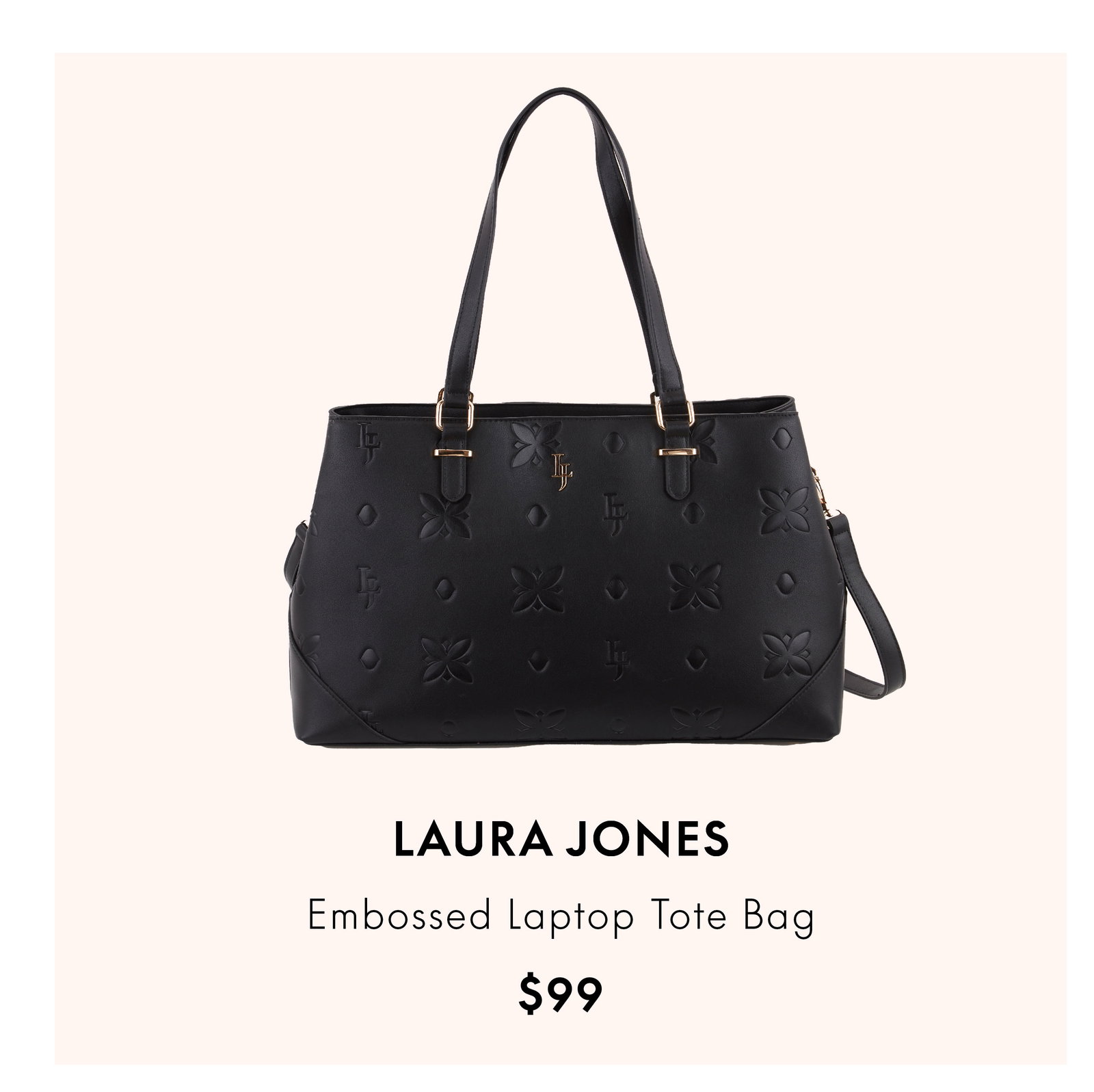 LAURA JONES Embossed Laptop Tote Bag