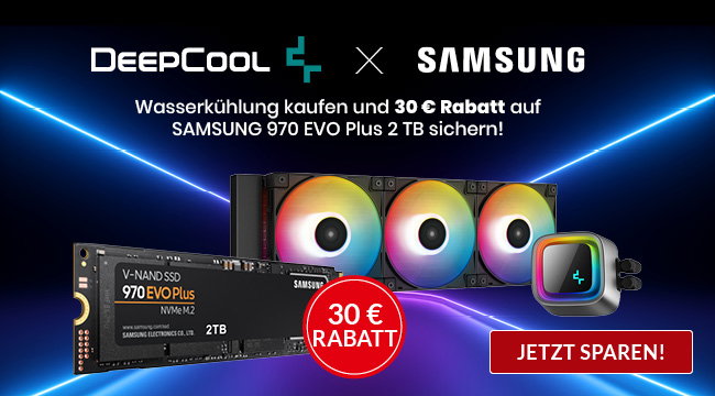 DeepCool Wasserkühlung kaufen und 30€ Rabatt auf eine Samsung SSD erhalten! >>>