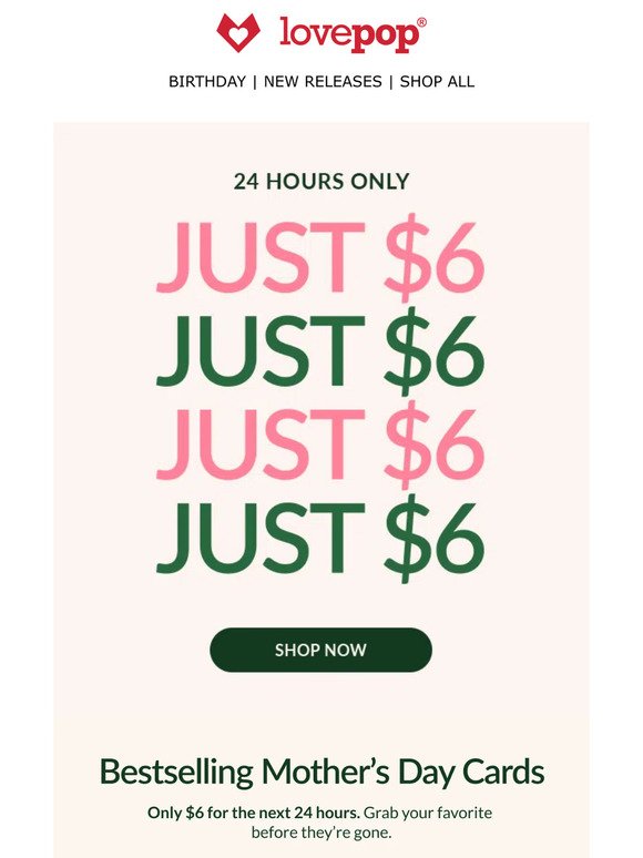 24 Hours Only: $6 Mother's Day Cards