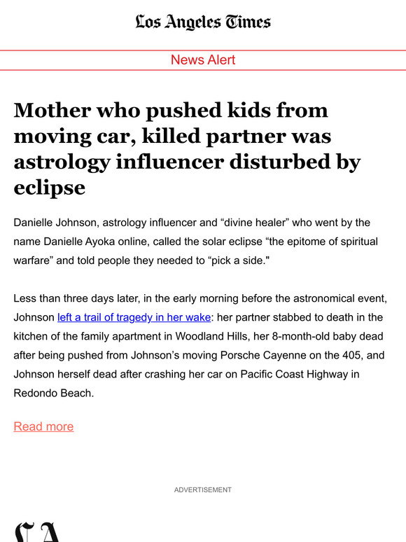 Mother who pushed kids from moving car, killed partner was astrology influencer disturbed by eclipse